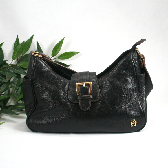 Etienne Aigner Handbags - Etienne Aigner Black Genuine Leather Shoulder Bag